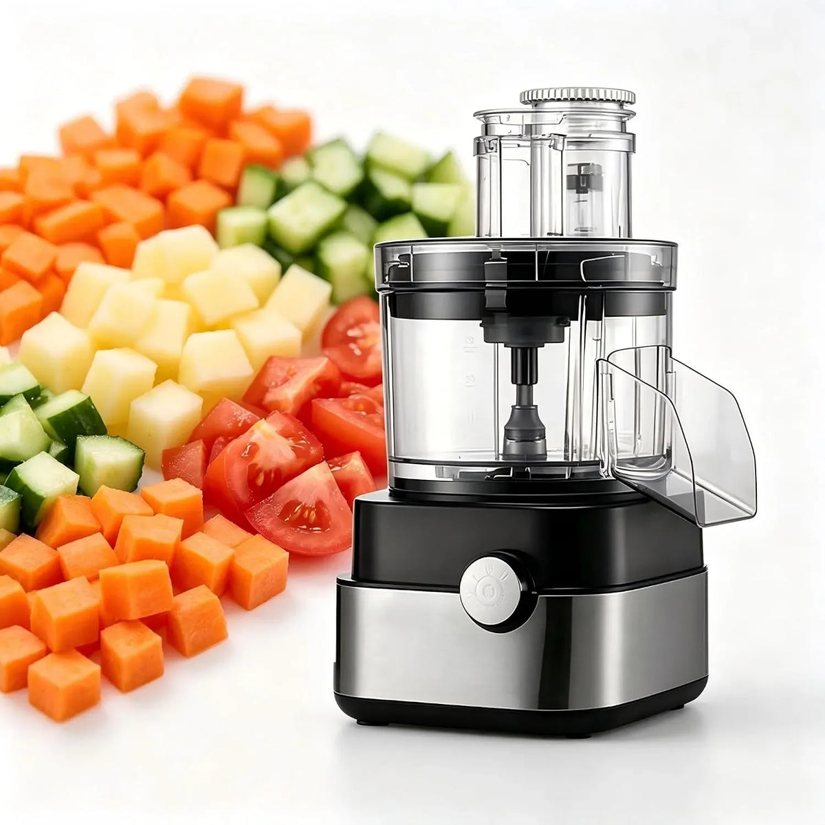 couper en dés et déchiqueter, Processeur de découpe électrique 5 en 1, Hachoir à viande multifonctionnel for légumes, combiné équipé de bol de 5 L for