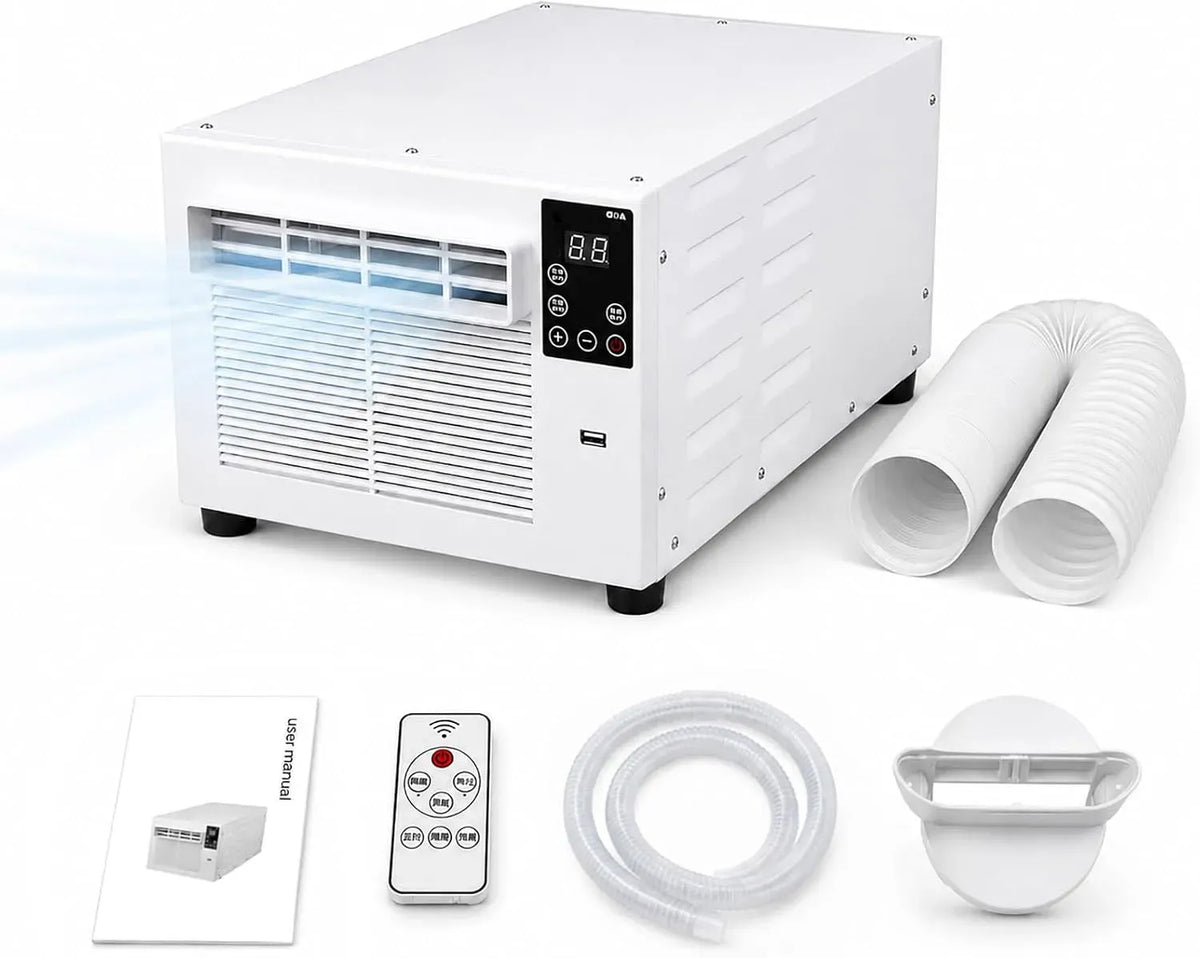 Climatiseur, 750 W, 280 W, 16 à 32 °C, 45 dB, portable, minuteur, Pose Sans Perçage pour Pièces Jusqu'à 4m², Écran LED, Minuterie 1–12H