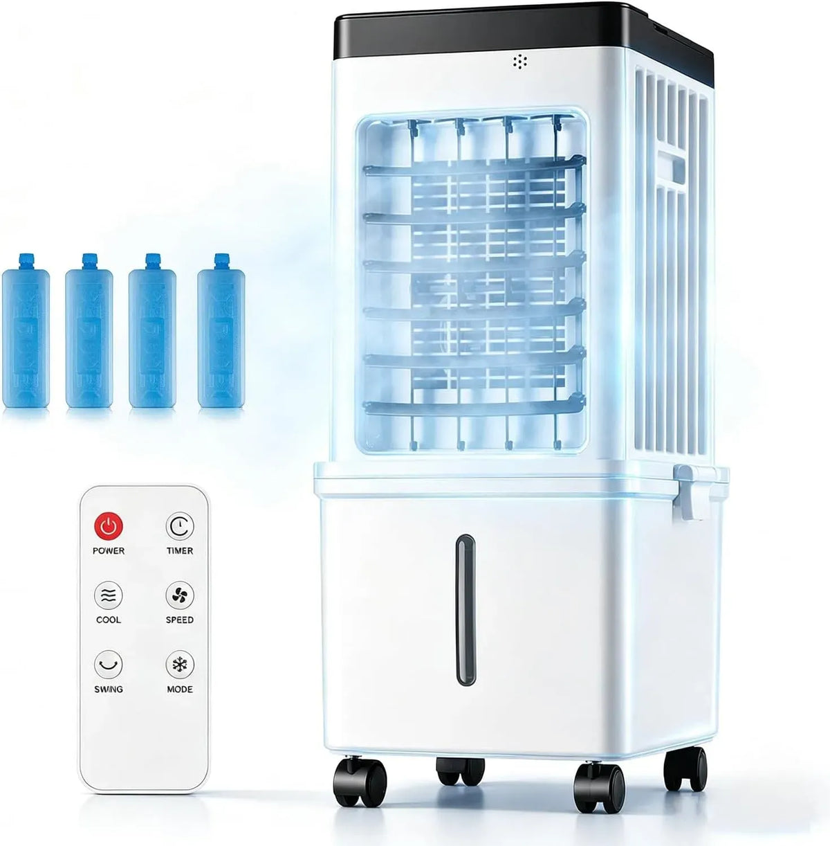 Climatiseur, portable, minuteur, 3 vitesses, oscillation, silencieux, Oscillation 120°, Rafraîchisseur de Marais Silencieux pour Chambre