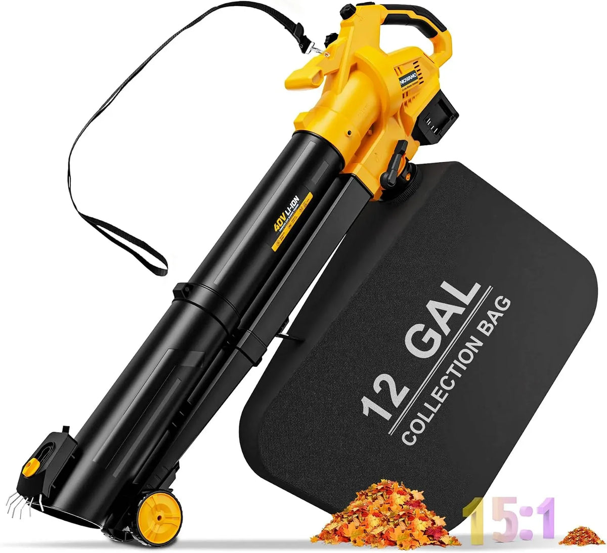 DeWalt Aspirateur, 45 L, 20 V, appareil électrique d'aspiration, Aspirateur à feuilles 3 en 1 sans fil avec sac compatible avec batterie 20 V