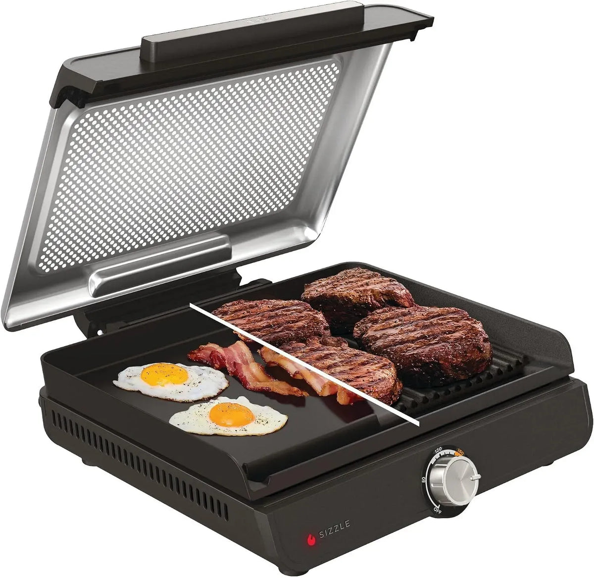 Ninja GR101EU Lave-vaisselle, gril, Sizzle Grill électrique d'intérieur, plaque grill antiadhésive