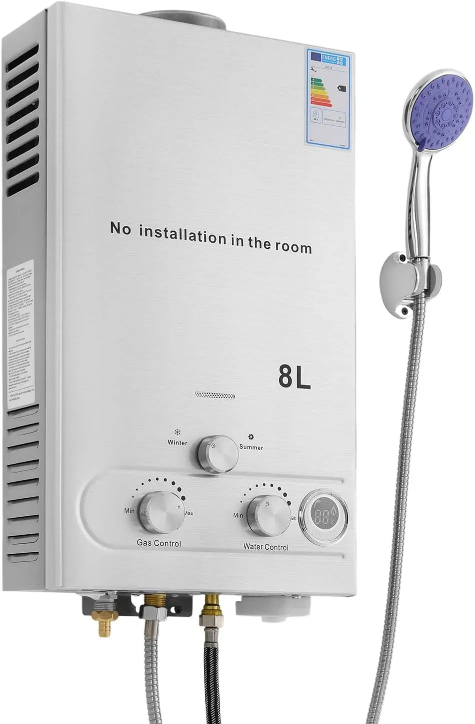 Radiateur électrique, 8 L, 16 kW, camping, Chauffe-eau instantané GPL, ≥80,8, capacité 8 l