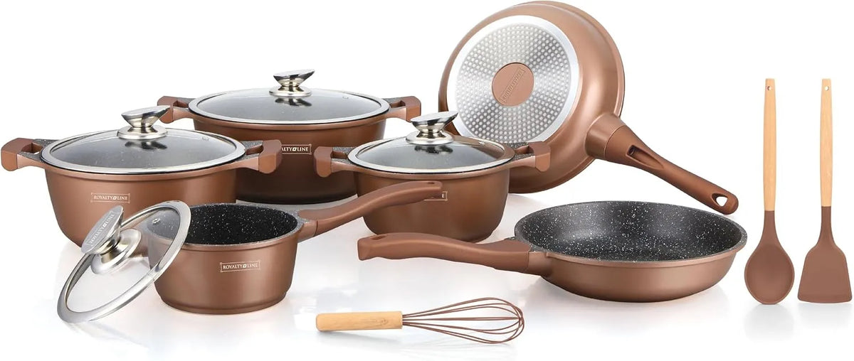 Batterie, batterie de casseroles et poêles, amovible, 13 pièces, aluminium, Cuisine en aluminium moulé, ROYALTY