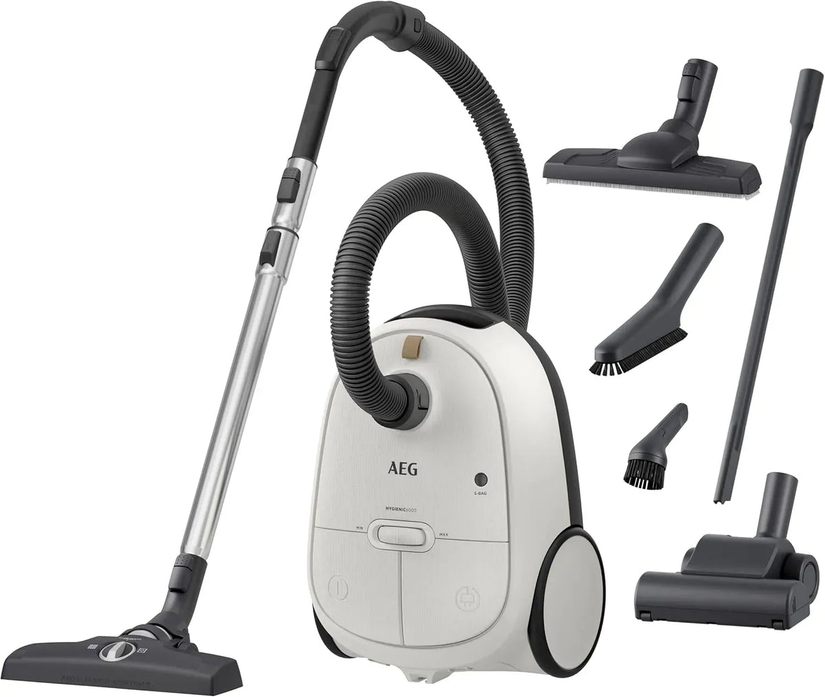 AEG AB61H6SW Aspirateur, 73 dB, hygiène, silencieux, blanc, Rayon de 12 mètres, buse silencieuse