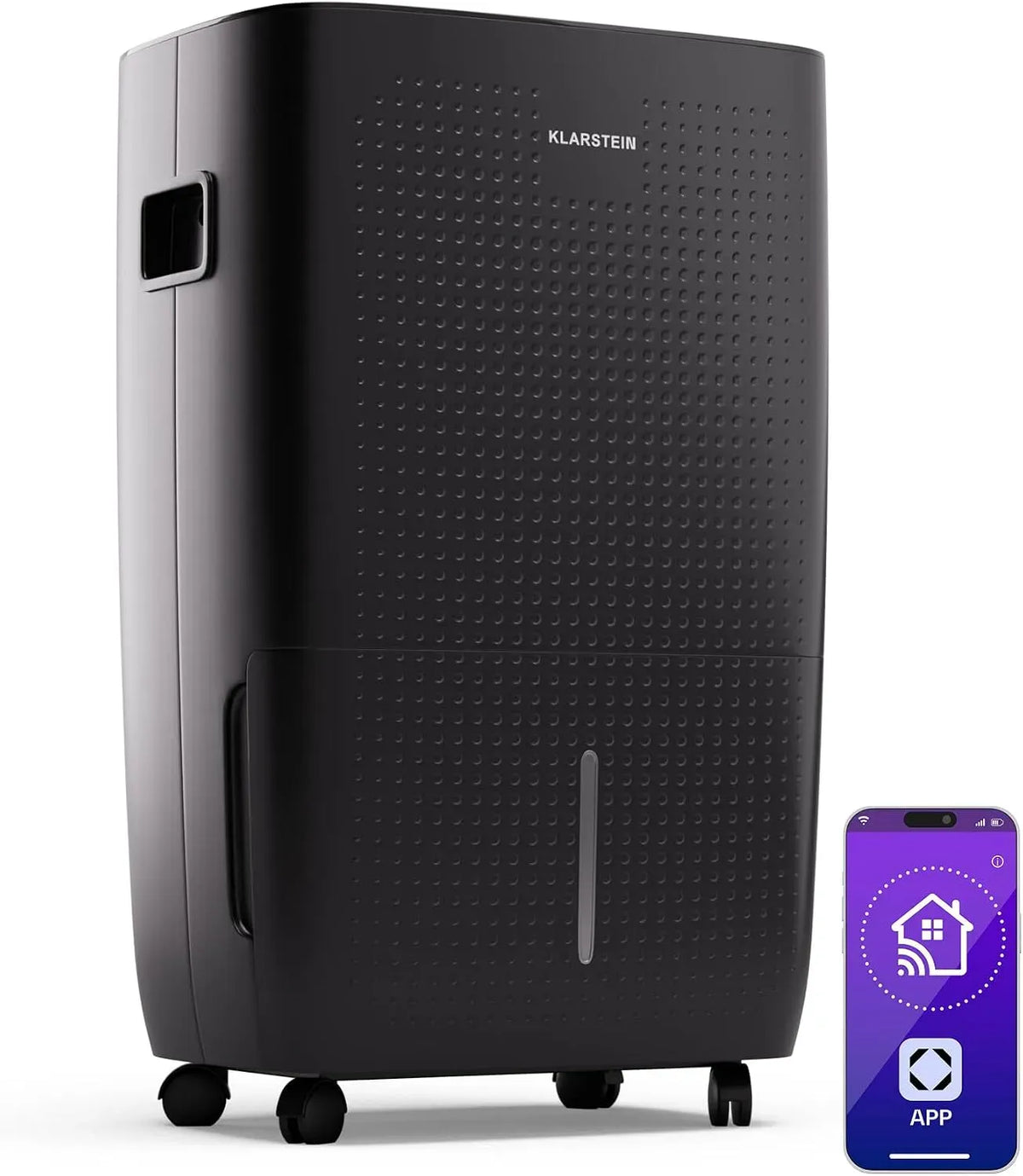 Klarstein 60L/24h Déshumidificateur, 60 L, portable, minuteur, Wi-Fi, grand réservoir, silencieux, Pour Salle de Bain & Pièces 45-65m²