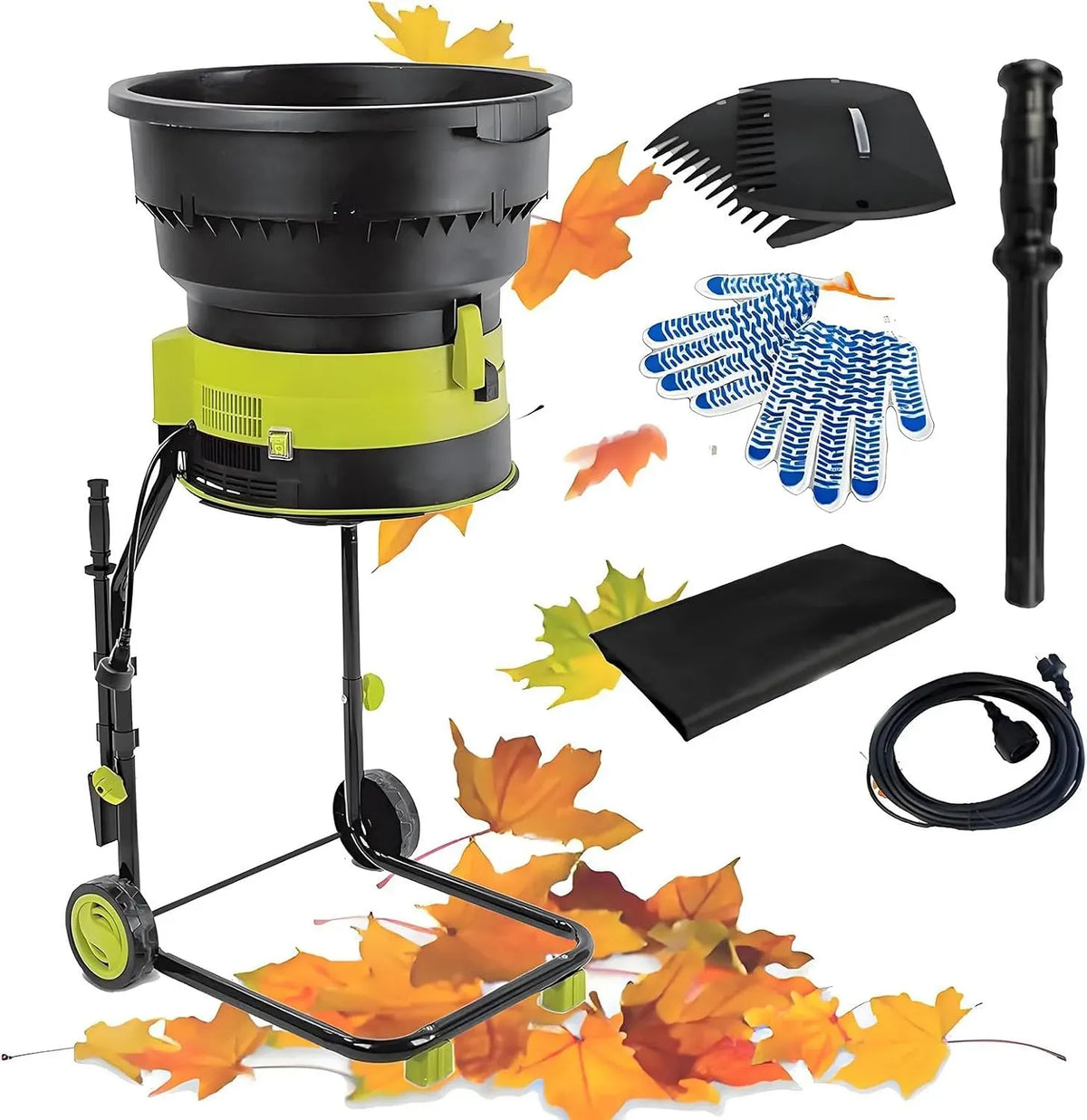 Diamètre De L'entonnoir 54 Cm pour Nettoyage Cour Nopowercord, 2500w Broyeur à Feuilles électrique Broyeur De Compost Broyeur De Branches Hachoir à