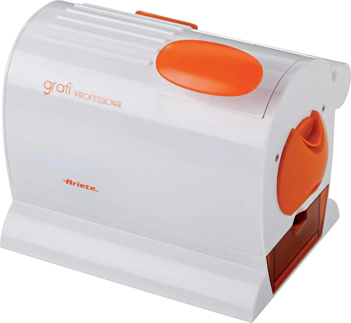 Blanc / Orange, Rouleau Extra Large en Acier Inoxydable, Ariete 445 Gratì Professional Râpe Électrique Professionnelle, 120 W, Récipient Extractible