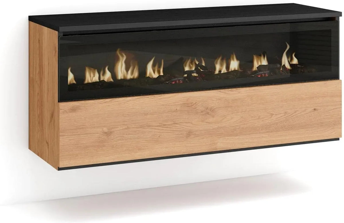 Cheminée électrique LED, Skraut Home, 102x45x35cm, 1 Ouverture, 1 Porte, Effet Flamme, Suspendu