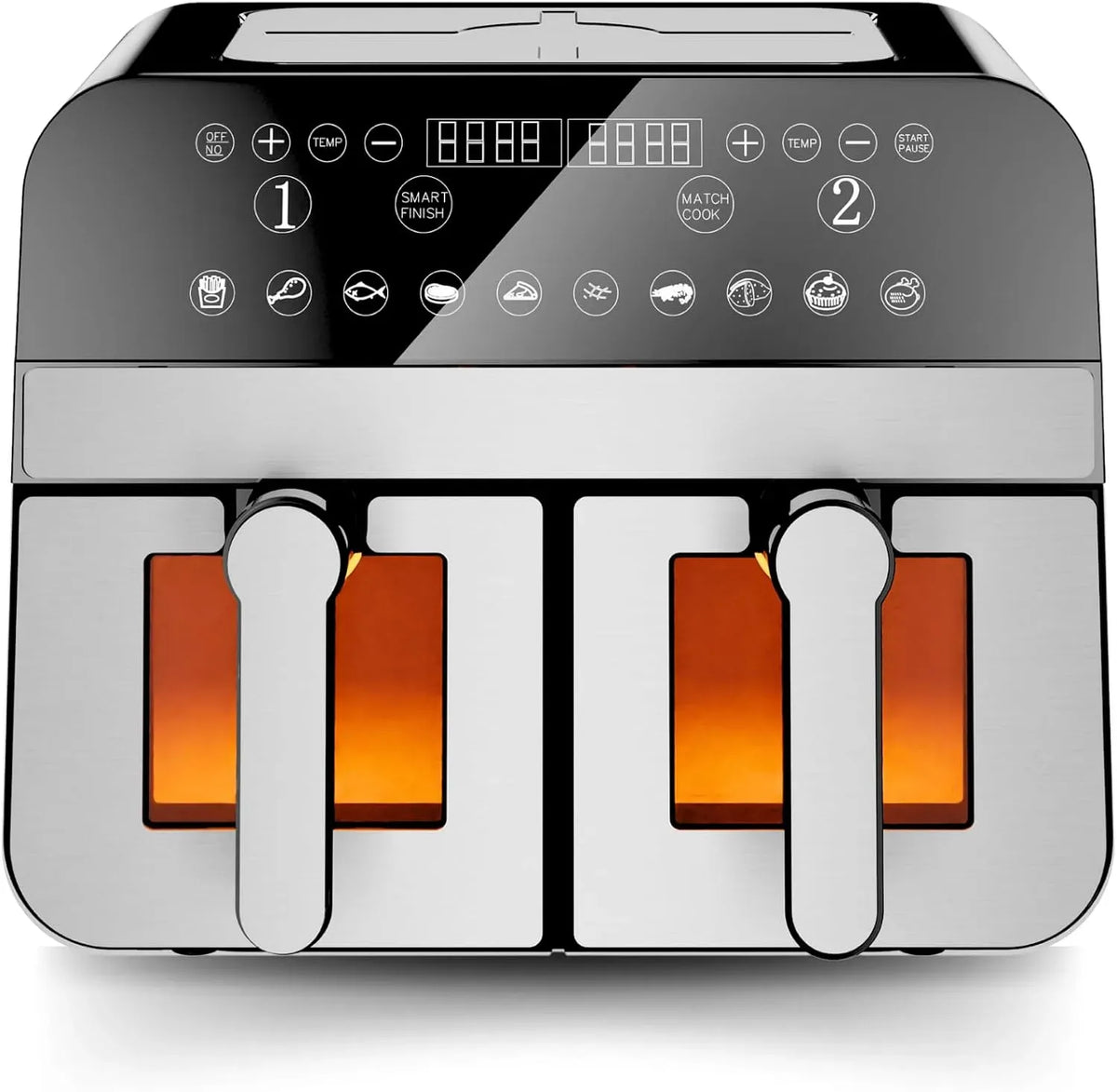 Friteuse à air chaud, 9 L, 2400 W, Comfy CNAFD45WS, gris, numérique double panier 2400W avec fenêtre 9L