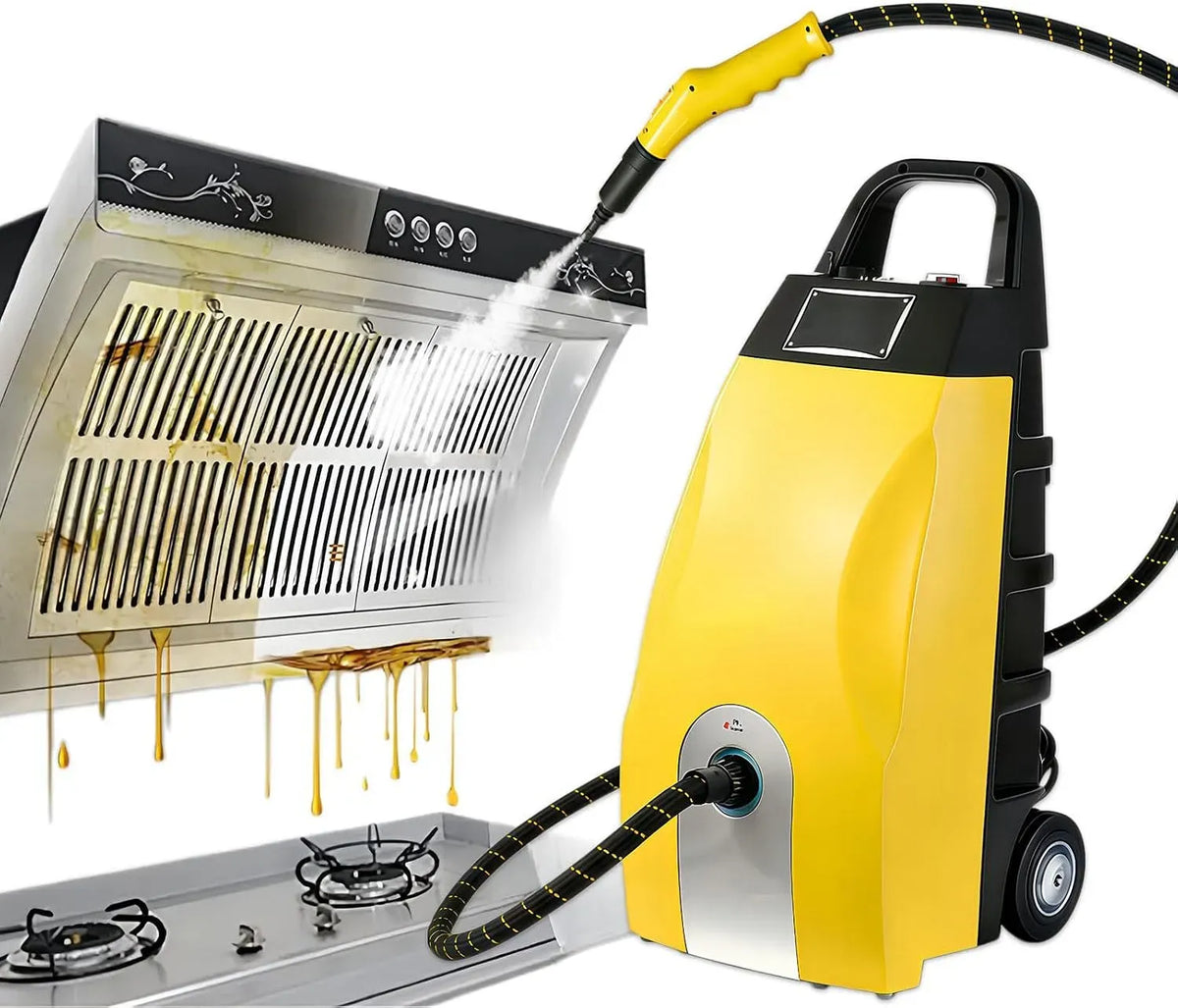 Nettoyeur vapeur, 3,5 L, 3000 W, multi-usage, gril, grand réservoir, usage sur sols, cuisine, voiture, vitres et canapé, 9 Accessoiresa Yellow, 40 S