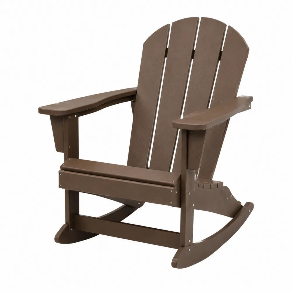 Chaise à bascule de jardin type Adirondack en HDPE marron 76 cm x 93 cm x 100 cm