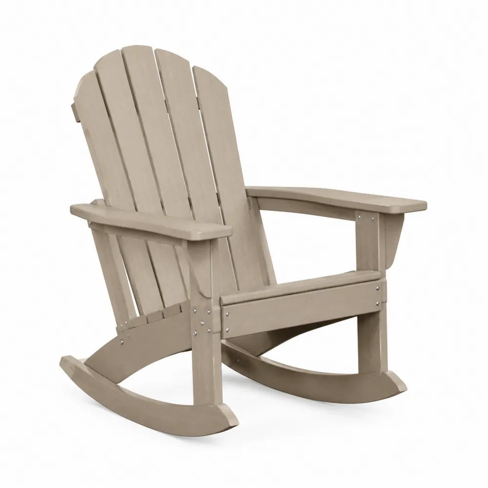 Chaise à bascule Adirondack de jardin en PEHD beige 76 cm x 92 cm x 101 cm