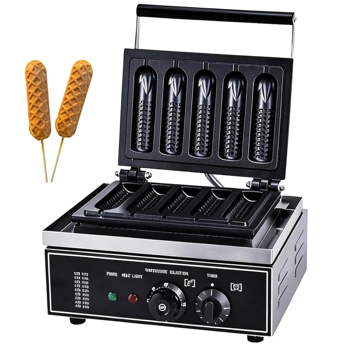 5pcs Machine à Gaufres, 1550 W, 50 à 300 °C, professionnel, restaurant, revêtement antiadhésif, pour Hot-Dog