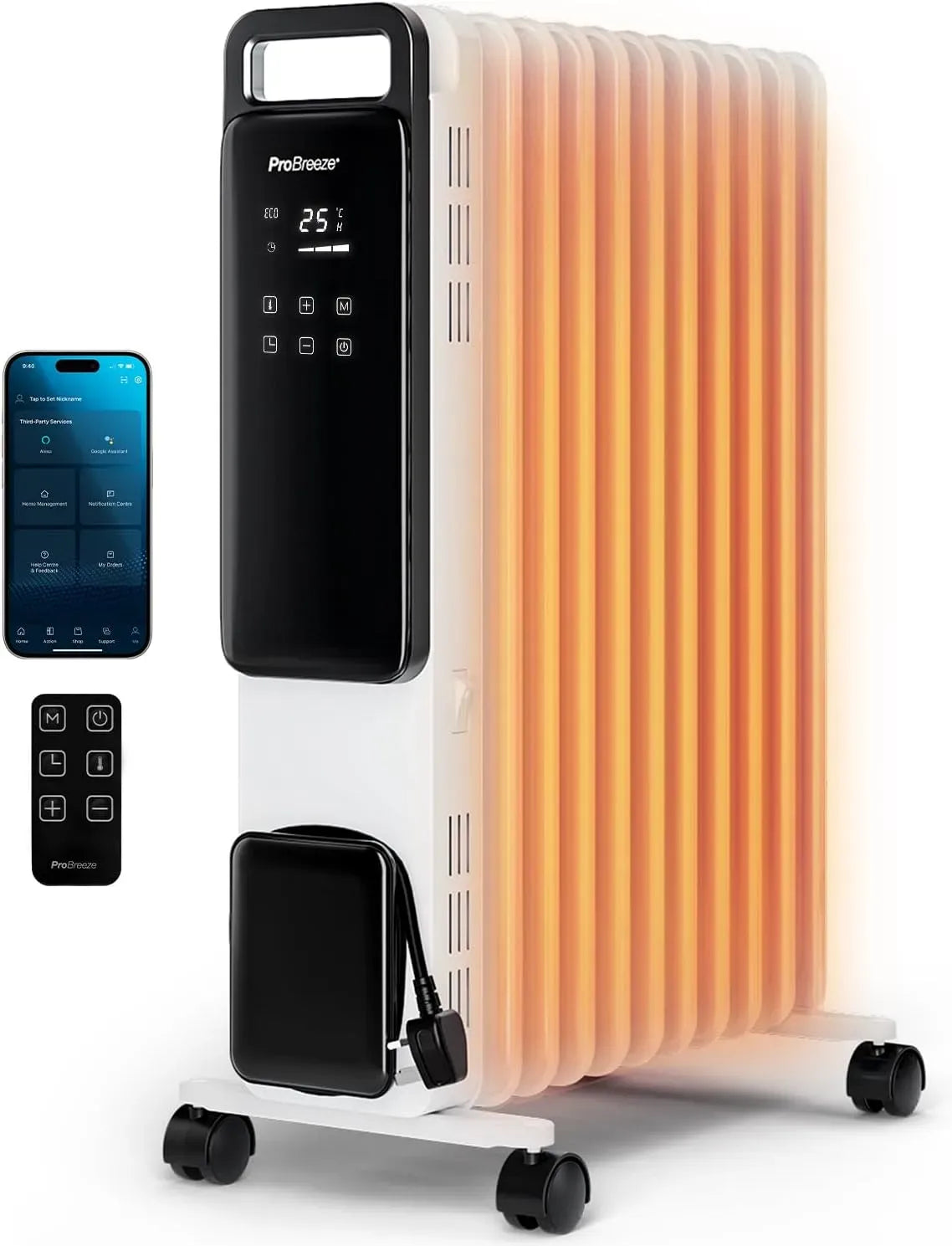 Radiateur électrique 24H, 2500 W, minuteur, thermostat, Contrôle Via App