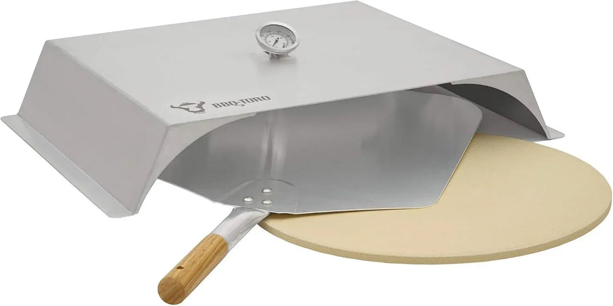 Four électrique à pizza, 56 x 39 cm, acier inoxydable, pierre et pelle à pizza, Accessoire à pizza avec thermomètre, BBQ-Toro