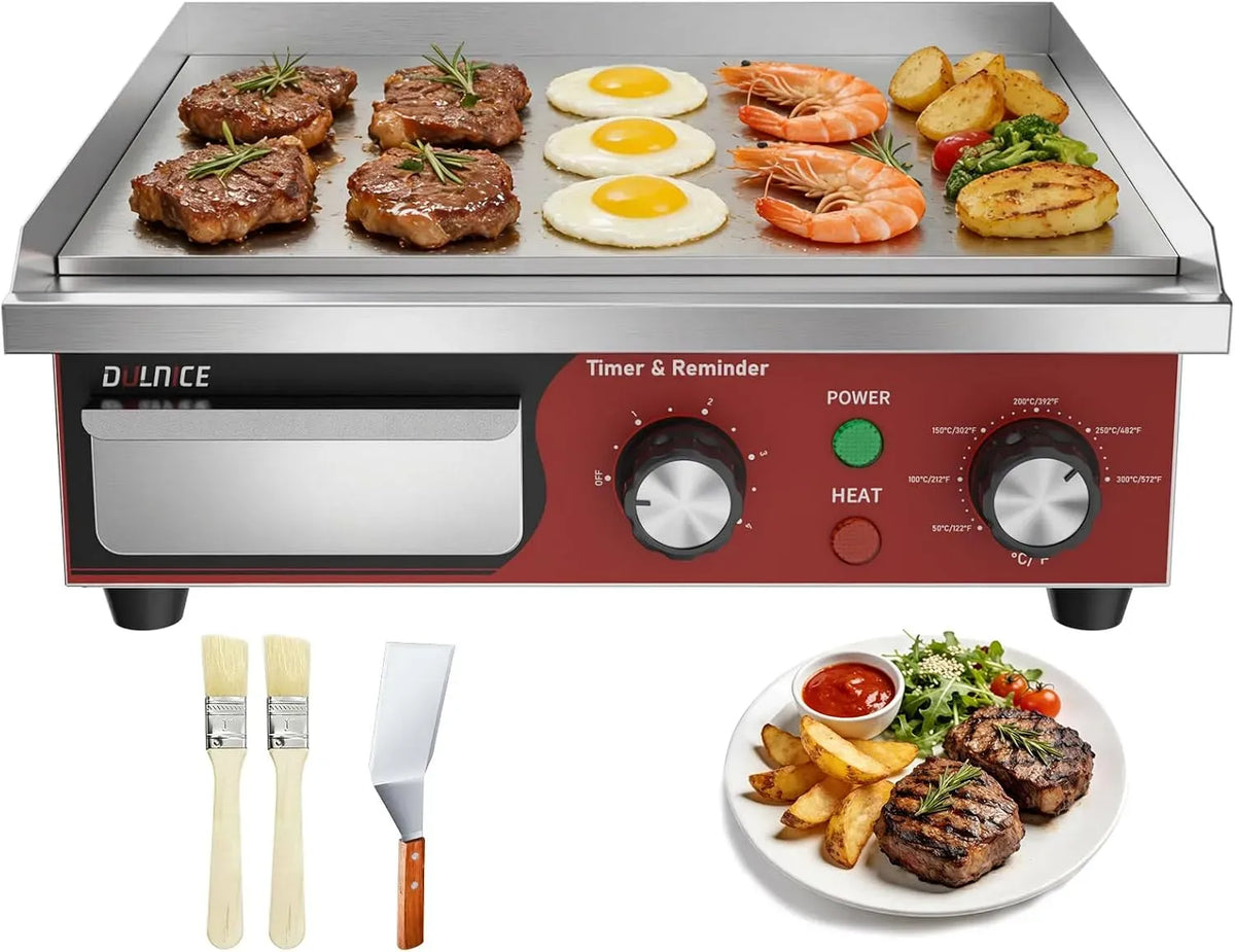 5min Plancha, Grill, Table, 36cm, 1700 W, 50 à 300 °C, 36 cm, minuteur, thermostat, professionnel, restaurant, acier inoxydable