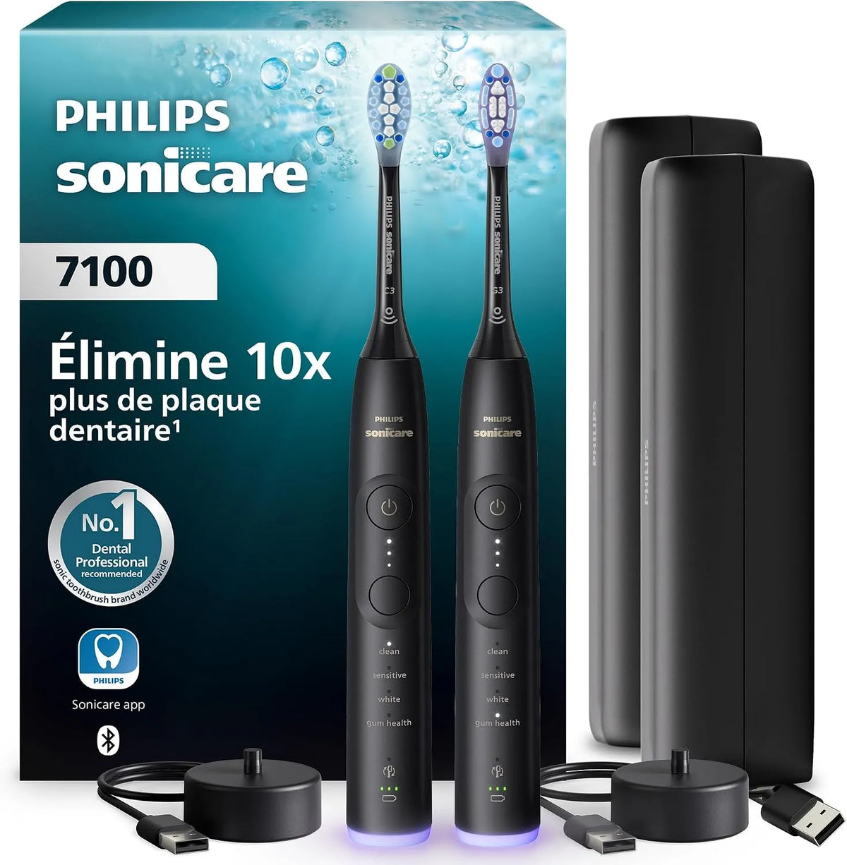 Philips HX7429/03 Brosse, brosse à dents rechargeable, minuteur, application, 3 niveaux, dalle IPS, 4 modes