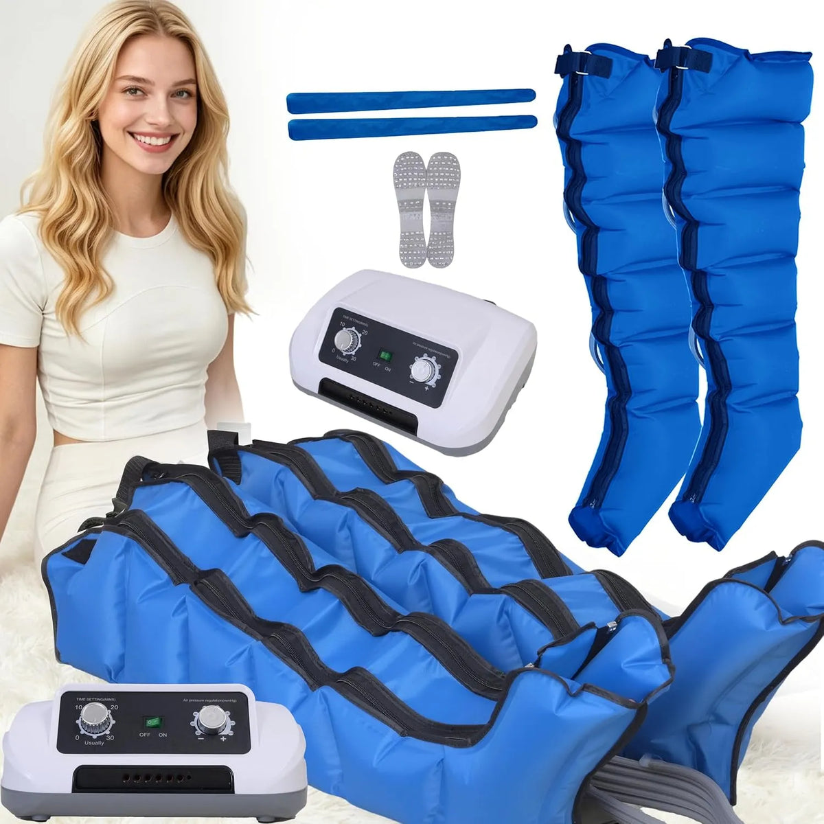 machine à bottes, masseur, appareil de pressothérapie pour les jambes, 10 cm, professionnel, bleu, pour la maison