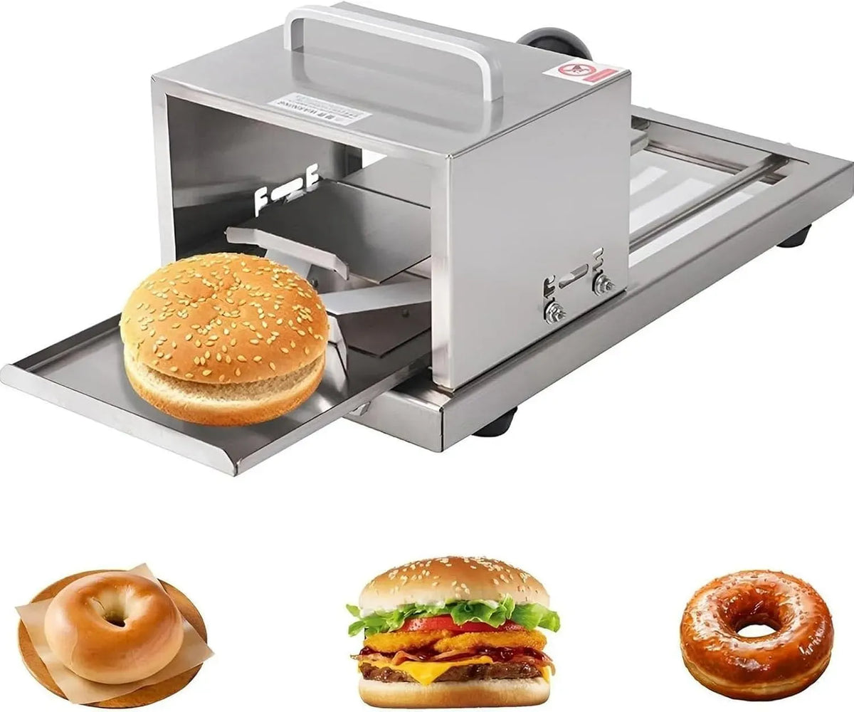 pour la restauration, en acier inoxydable à commande par poussée-traction, pour Trancheuse à pain et bagels professionnelle, trancheuse à pains à