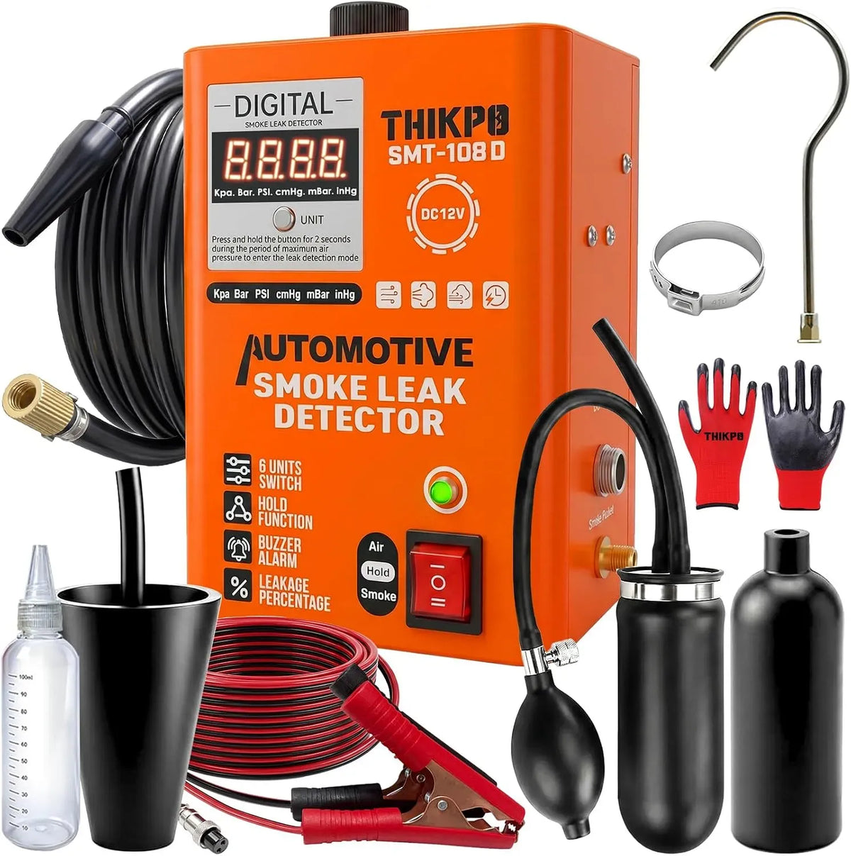Pompe, 12 V, pour automobile, LED, Testeur de fuite à fumée numérique 12V