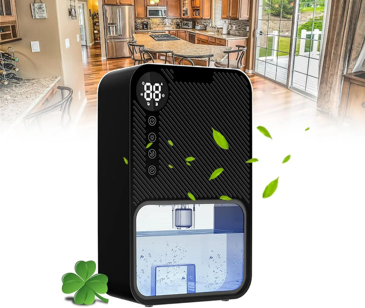 Déshumidificateur, portable, tactile, grand réservoir, noir, Écran Tactile Et Arrêt Automatique Et Mode Sommeil
