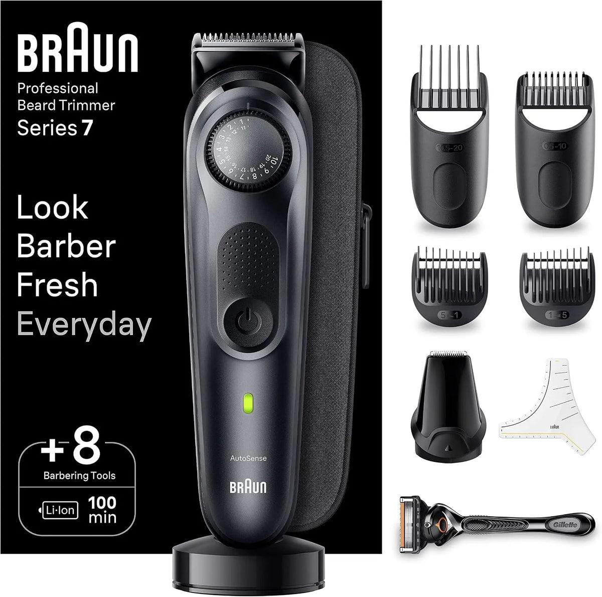 Braun Series 7 BT7441 Tondeuse À Barbe Électrique, ProBlade, pour Tondeuse À Barbe Professionnelle, La Lame La Plus Affûtée, Base De Recharge