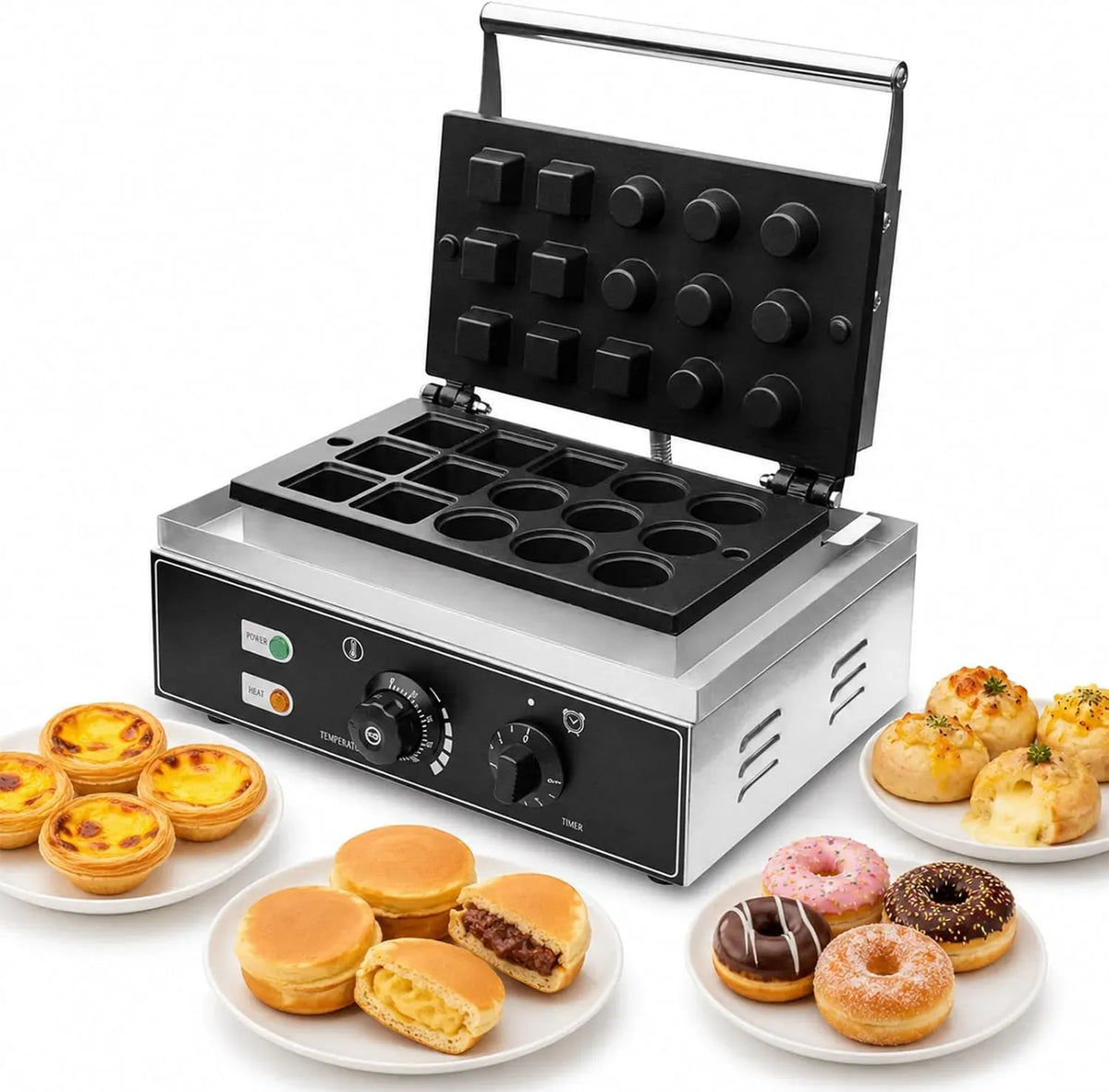 0-5min Machine de Cuisson, 1550 W, 50 à 300 °C, 70 mm, pour Pâtes Croustillantes 70mm
