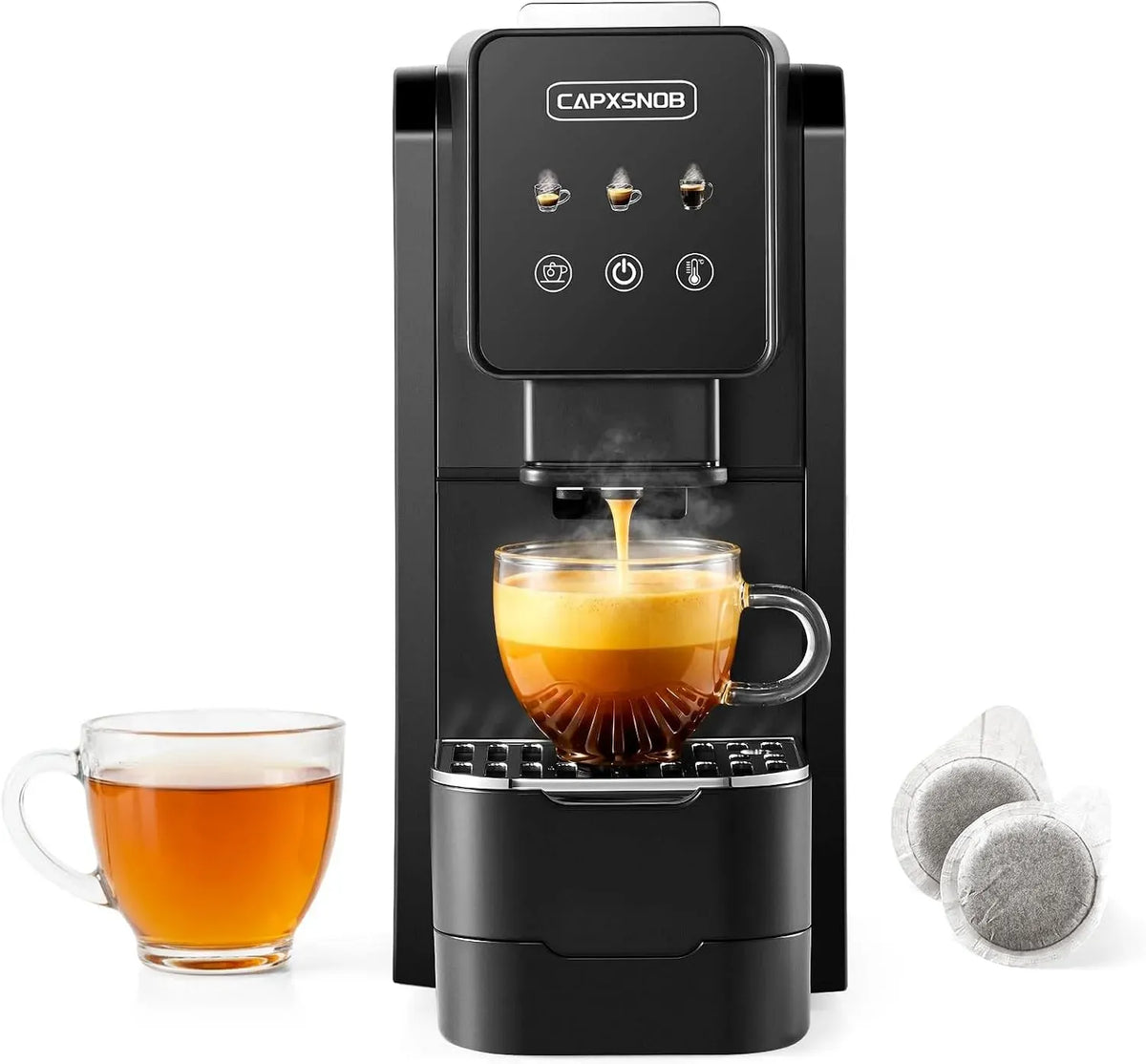 Casabar1 Machine à Caf, Pompe, machine à café électrique, 44 mm, tactile, bois, pour Maison & Bureau