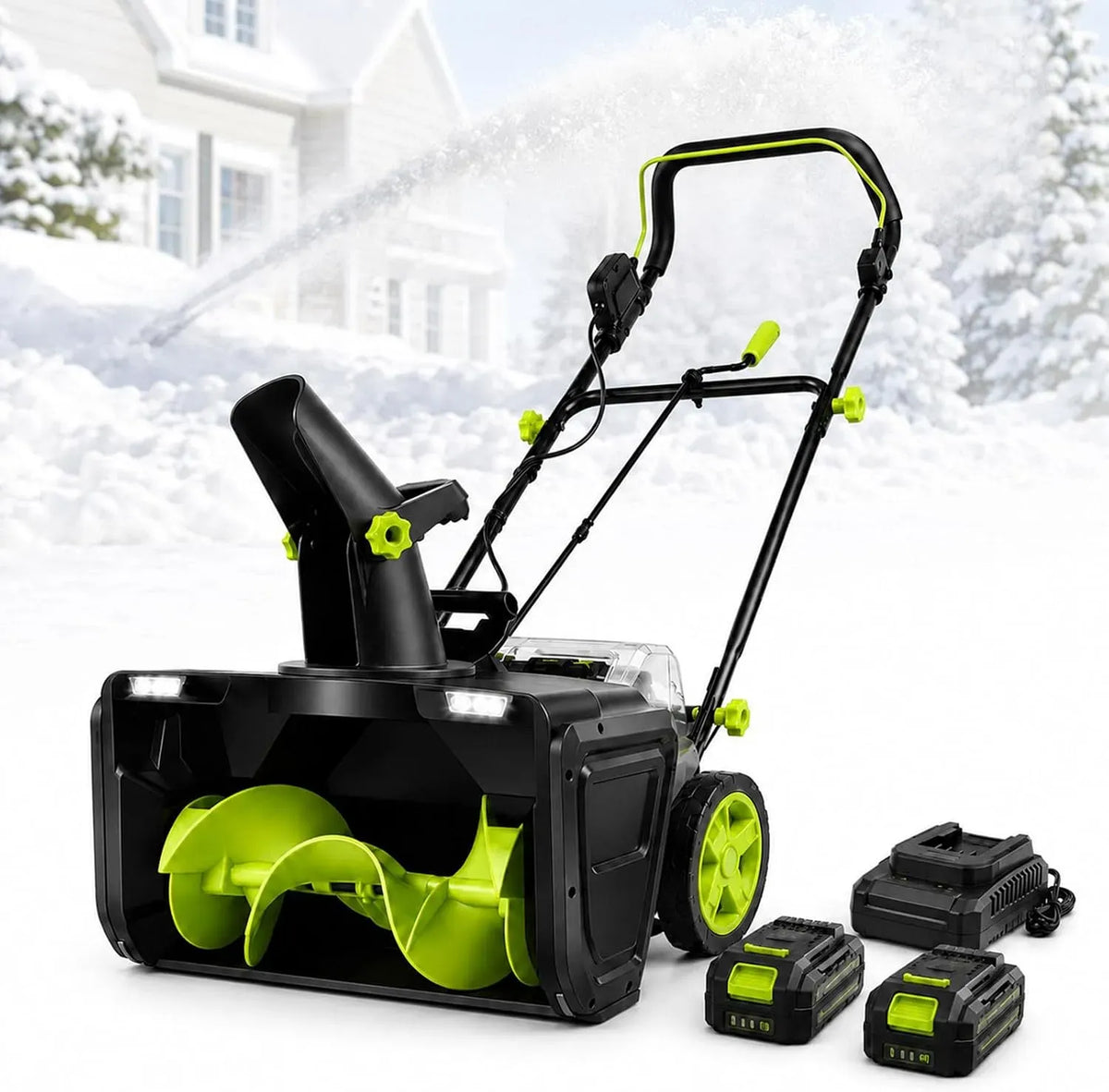 Batterie, machine de déneigement, 50 cm, 25 cm, 7,6 m, éclairage LED, pour Garage
