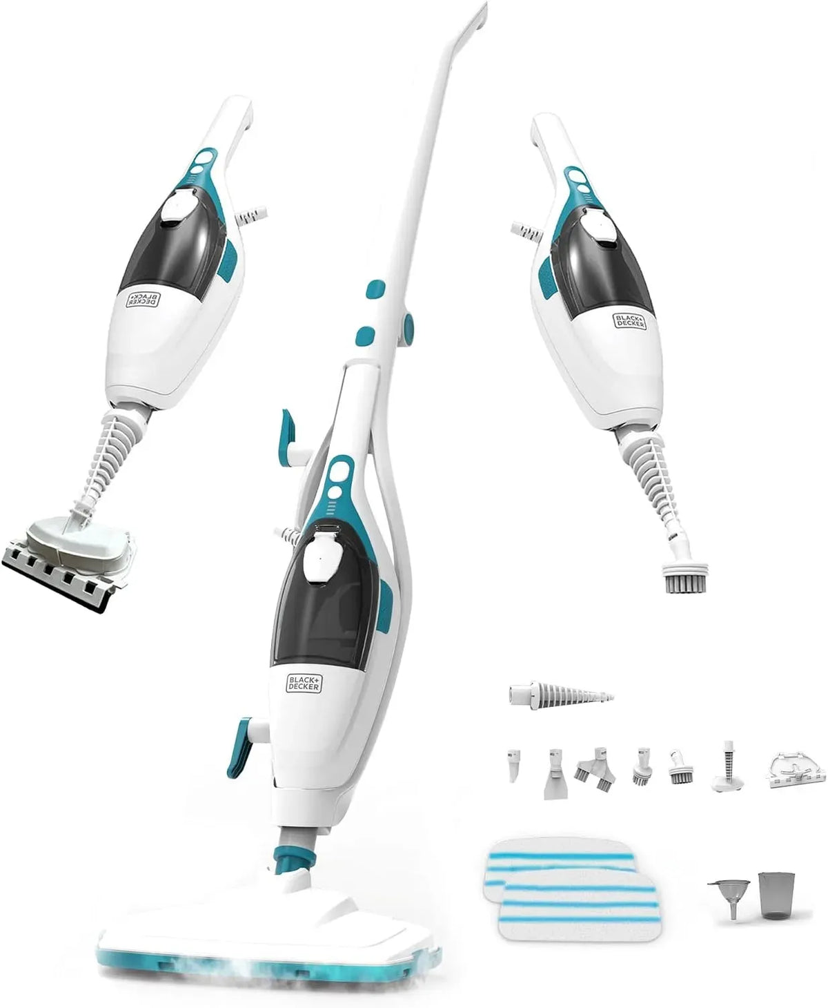 Black+Decker Balai vapeur 2 en 1, noir