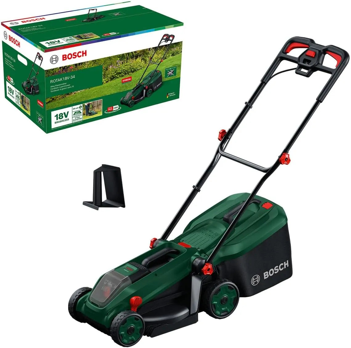 Bosch ROTAK18V-34 Chargeur, Tondeuse à Gazon sans-Fil sans Batt