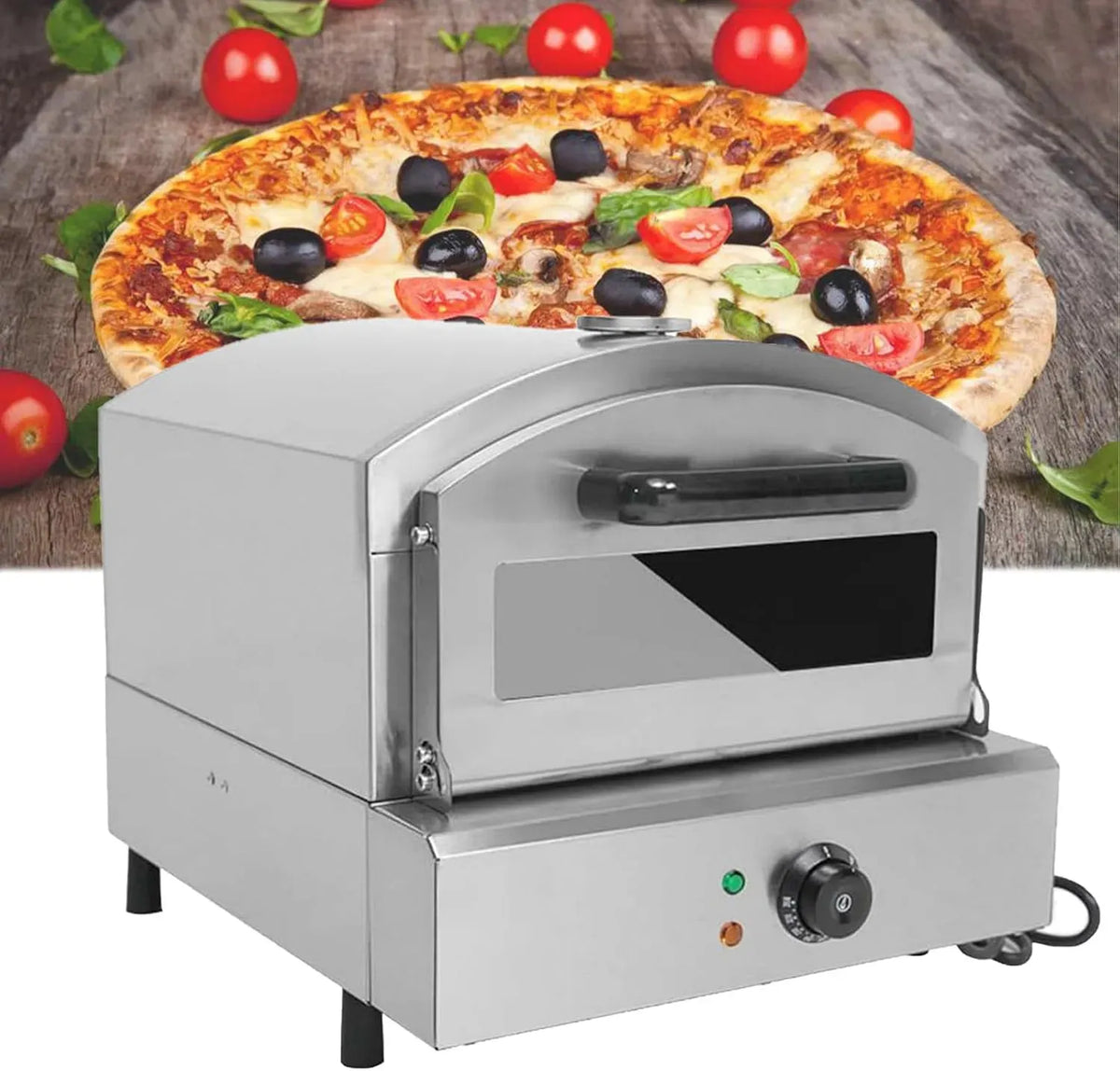 Four électrique à pizza, 12 pouces, 2000 W, extérieur, acier inoxydable