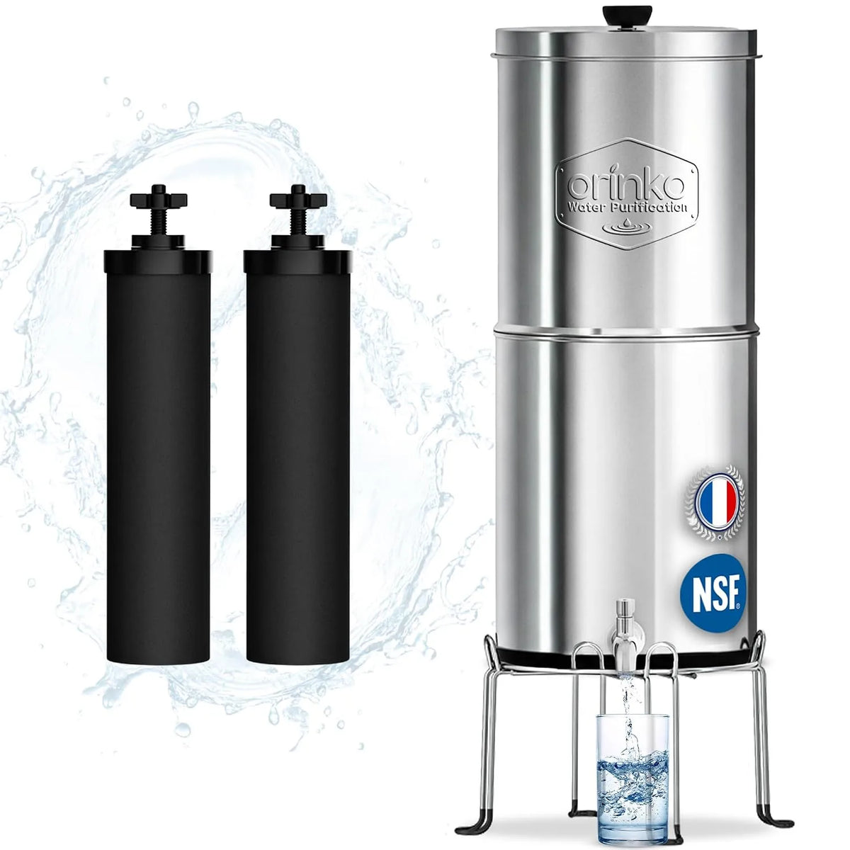 Robinet de cuisine, 5,6 L, ORINKO, tactile, Filtre à Eau par Gravité 5,6 L avec 2 Cartouches