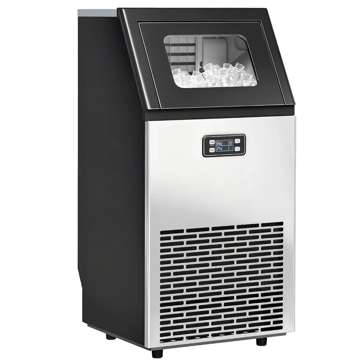 Machine à glaçons, HOMCOM 45kg/24h, minuteur, écran LCD, professionnel, acier inoxydable, Capacité 11 kg, pour bar