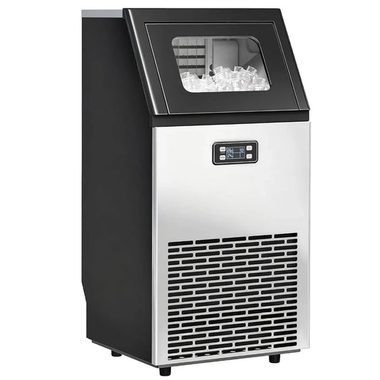 Machine à glaçons, HOMCOM 45kg/24h, minuteur, écran LCD, professionnel, acier inoxydable, Capacité 11 kg, pour bar