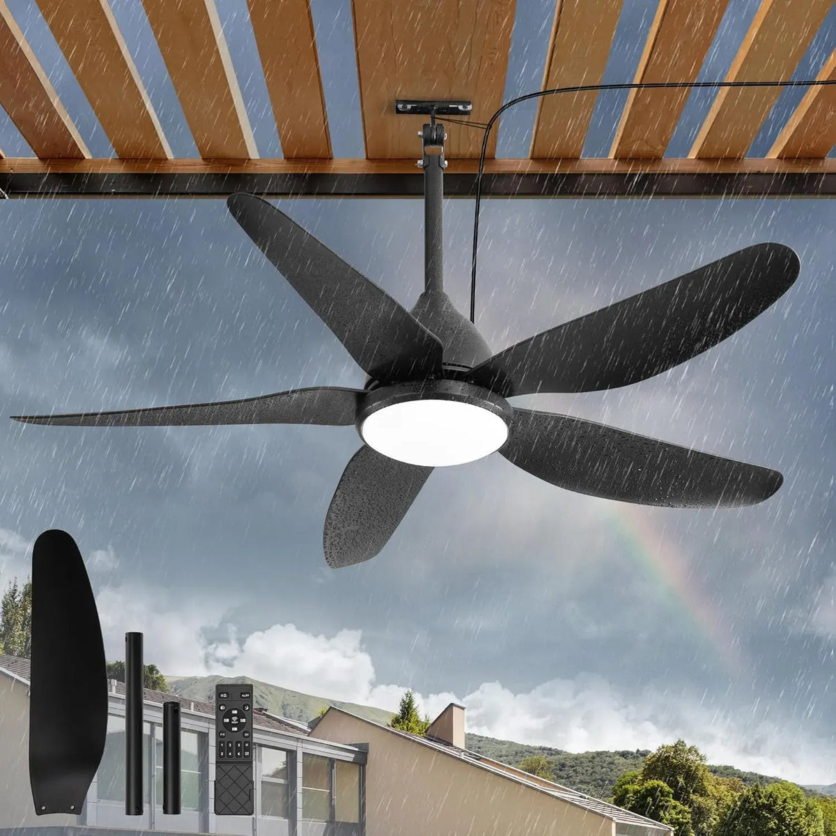Ventilateur, 116cm, extérieur, IP65, silencieux, noir