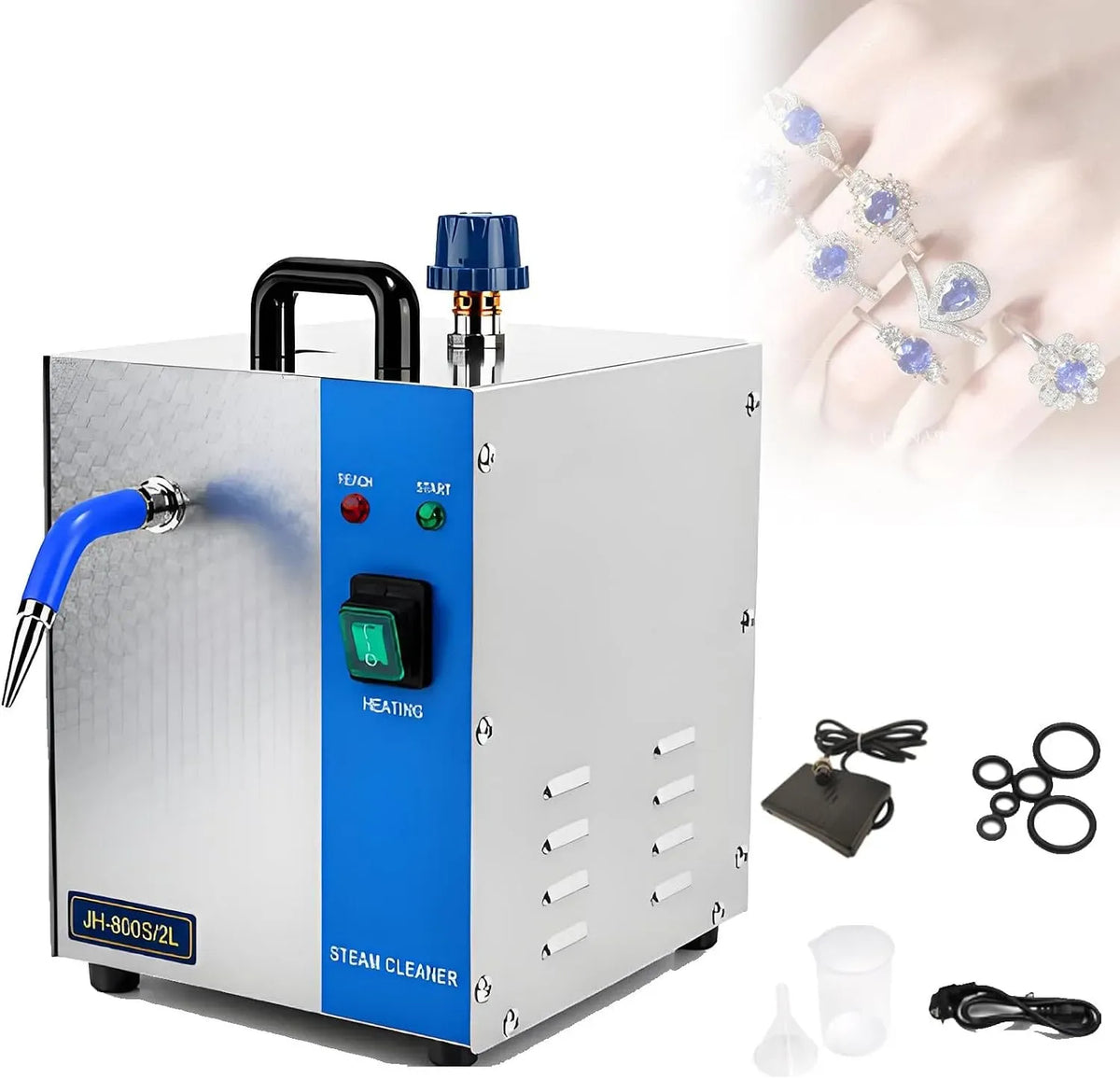 Nettoyeur vapeur, 2 L, professionnel, 8 Min, appareil de nettoyage à vapeur, Nettoyeur Vapeur Haute Pression pour Bijoux