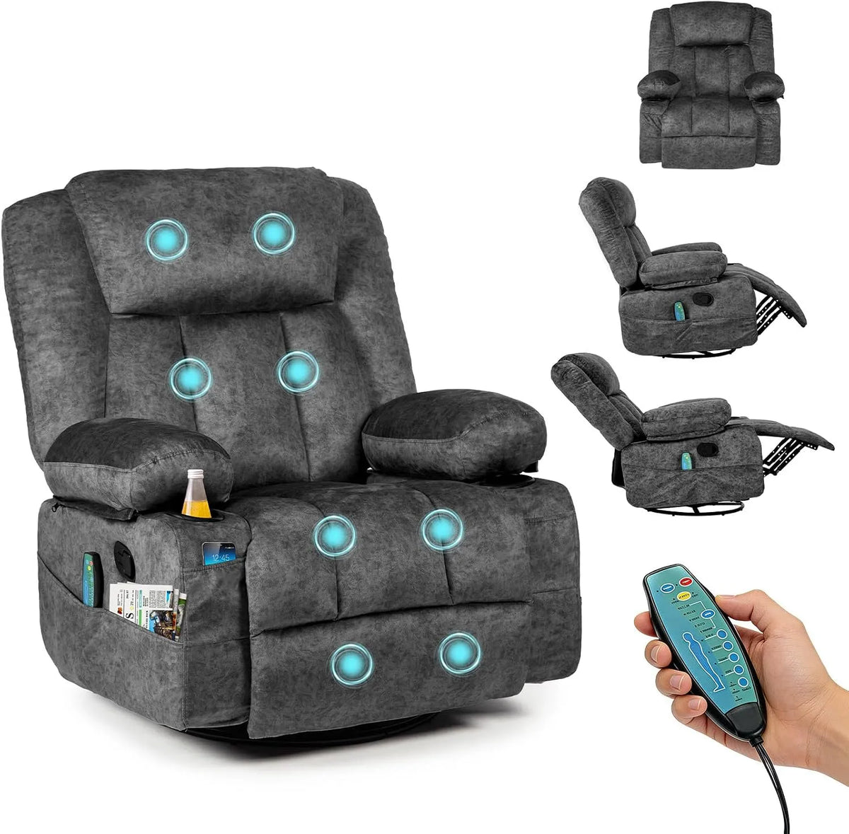 Smart TV, téléviseur, HAUSPROFI, décoration de salon, pivotant à 360 °, 6 Poches latérales
