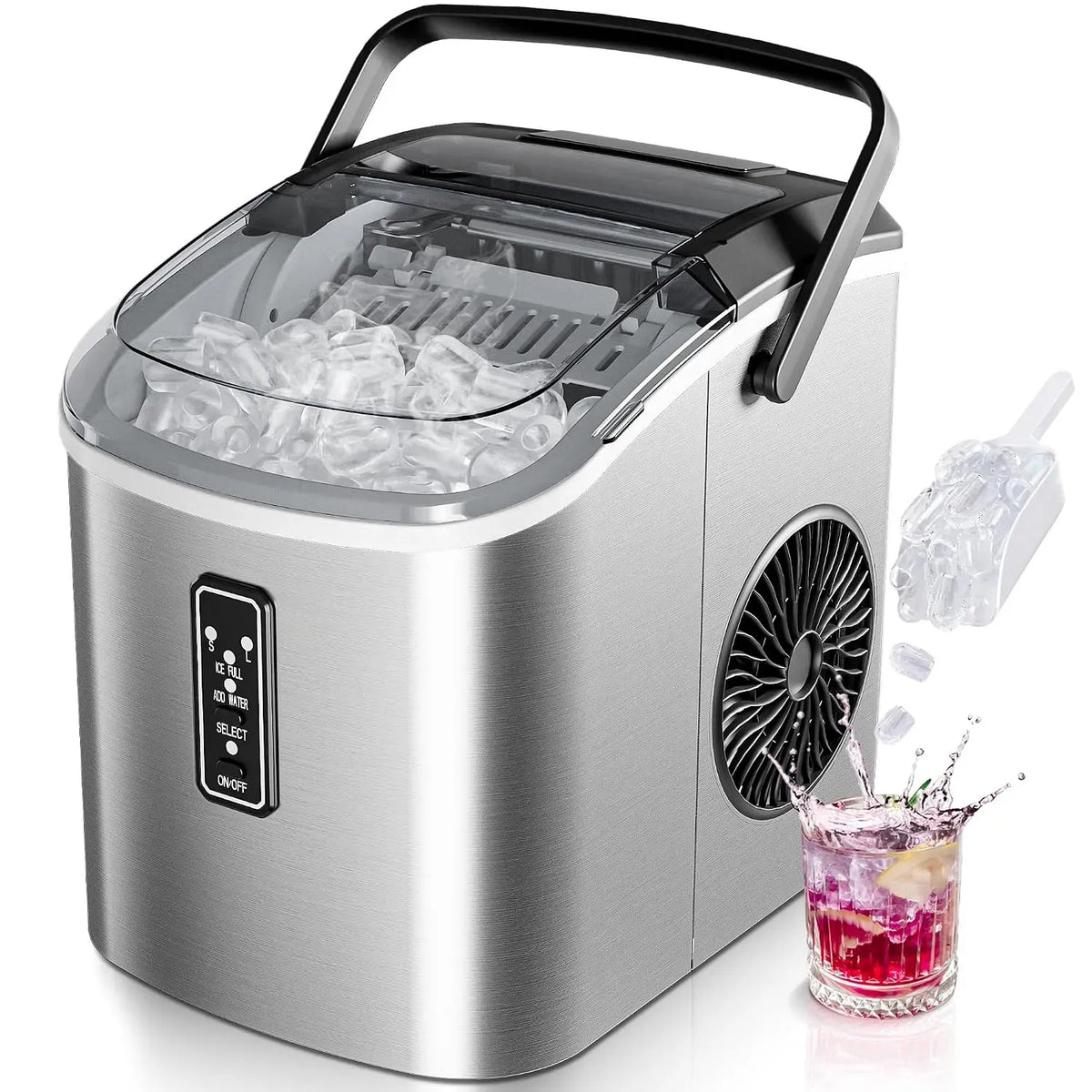 Machine à glaçons, EUHOMY, portable, 9 cubes prêts en 6 minutes, machine à glace portable avec poignée de transport, 12 kg/jour
